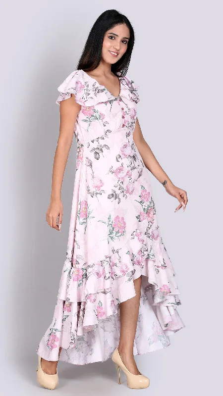 Mini Women Dress with a Short Hem for a Young and Trendy Style Mini Women Dress with a Short Hem for a Young and Trendy Style Asymmetric Bottom Frill Blush Dress