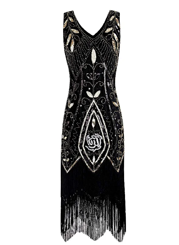 Off - the - Shoulder Women Dress for a Romantic and Feminine Look Off - the - Shoulder Women Dress for a Romantic and Feminine Look Black Sequins Glitter Fringe 1920s Dress