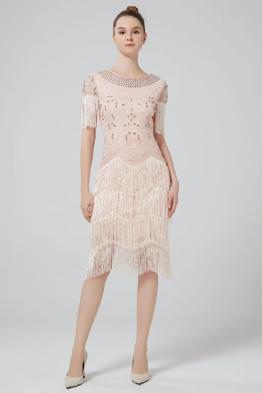 Mini Women Dress with a Short Hem for a Young and Trendy Style Mini Women Dress with a Short Hem for a Young and Trendy Style Blush Sequins 1920s Dress with Fringes