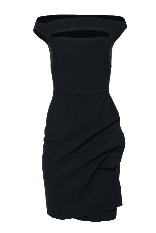 Lace - Embellished Women Dress for an Elegant and Sophisticated Appearance Lace - Embellished Women Dress for an Elegant and Sophisticated Appearance Chiara Boni - Black Cowl Neck Cutout Sheath Dress w/ Ruching Sz 4