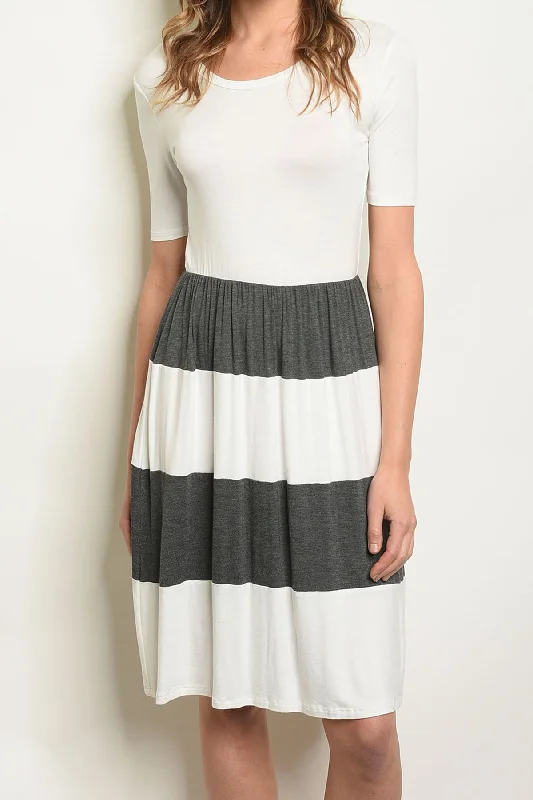 Empire Waist Women Dress to Accentuate the Bust and Conceal the Waist Empire Waist Women Dress to Accentuate the Bust and Conceal the Waist Cole Grey Striped Dress