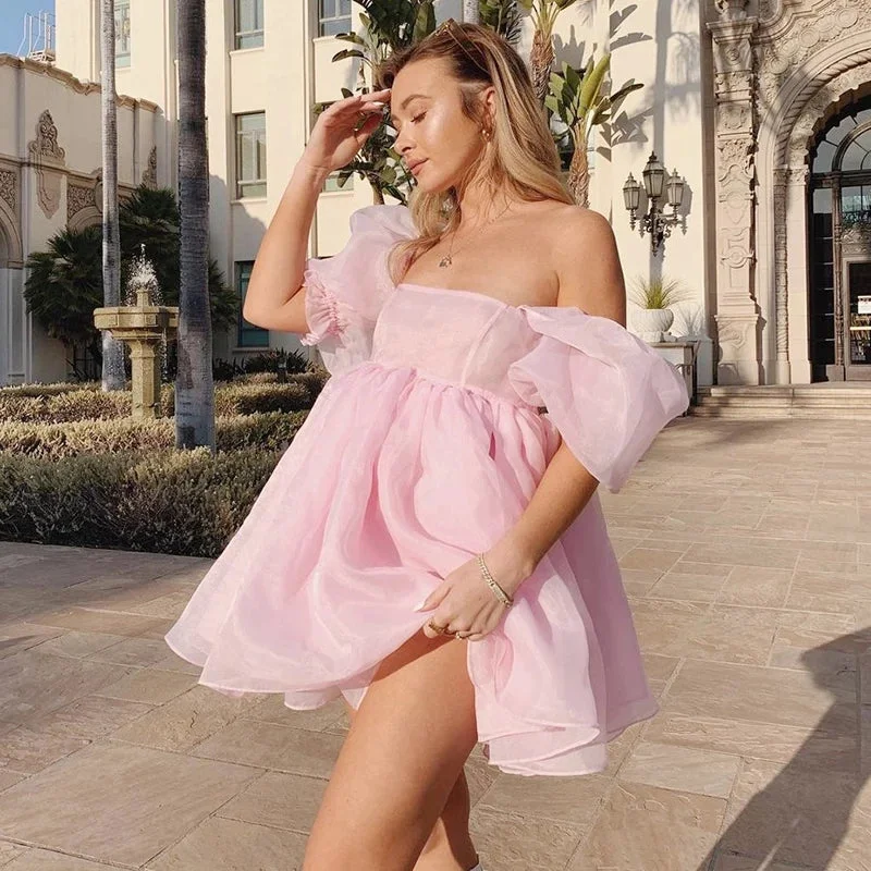 Mini Women Dress with a Short Hem for a Young and Trendy Style Mini Women Dress with a Short Hem for a Young and Trendy Style sixsr Colorful Tulle Dresses Women Short Dress Pretty Mini Prom Gowns Girl Cute Summer Dresses For Women Party