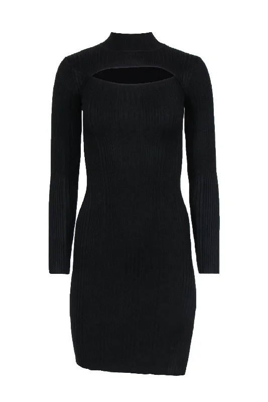 Strapless Women Dress with a Built - in Bra for Comfort and Support Strapless Women Dress with a Built - in Bra for Comfort and Support House of Harlow 1960 x Revolve - Black Ribbed Knit Keyhole Cutout Bodycon Dress Sz XS