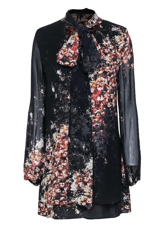 Long - Sleeve Women Dress in Velvet for a Luxurious Winter Look Long - Sleeve Women Dress in Velvet for a Luxurious Winter Look Intermix - Black & Brown Floral Print Silk Shift Dress w/ Necktie Sz M