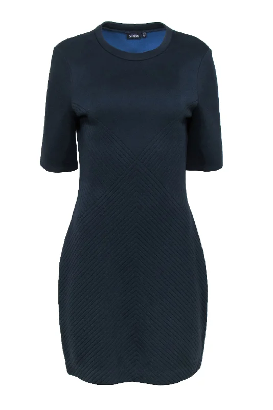 Lace - Embellished Women Dress for an Elegant and Sophisticated Appearance Lace - Embellished Women Dress for an Elegant and Sophisticated Appearance Kate Spade Saturday - Navy Textured Short Sleeve Sheath Dress Sz L