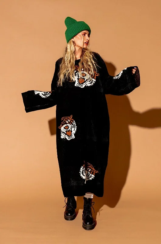 Mermaid - Style Women Dress with a Fitted Silhouette for Special Occasions Mermaid - Style Women Dress with a Fitted Silhouette for Special Occasions Literally Limitless Oversized Knit Dress in Tigress