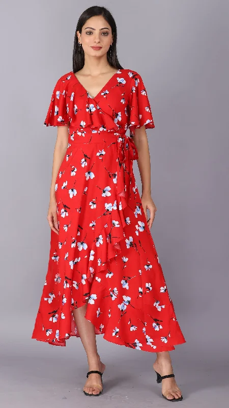 Pleated Women Dress with a Timeless and Elegant Texture Pleated Women Dress with a Timeless and Elegant Texture Red wrap maxi dress