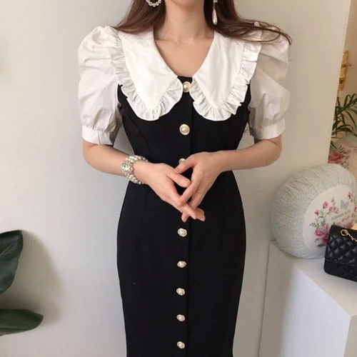 Lace - Embellished Women Dress for an Elegant and Sophisticated Appearance Lace - Embellished Women Dress for an Elegant and Sophisticated Appearance Sixsr Summer Outfits Dress Women Fashion Peter Pan Collar Puff Sleeve Single Breasted Slim Long Vestidos Korean Chic Robe Elegant Female Lace - Embellished Women Dress for an Elegant and Sophisticated Appearance Lace - Embellished Women Dress for an Elegant and Sophisticated Appearance Sixsr Summer Outfits Dress Women Fashion Peter Pan Collar Puff Sleeve Single Breasted Slim Long Vestidos Korean Chic Robe Elegant Female
