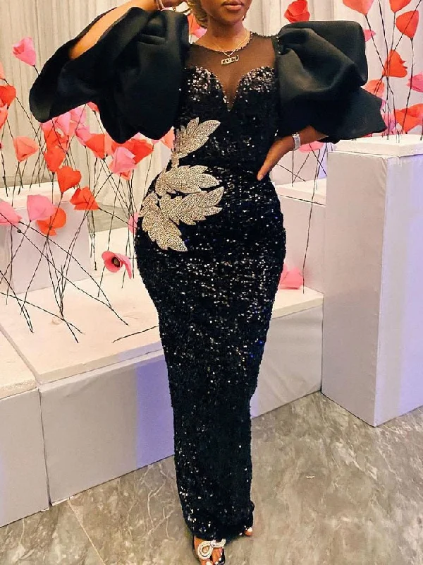 Sleeveless Women Dress in Bright Colors for Summer Parties Sleeveless Women Dress in Bright Colors for Summer Parties Sixsr  Womens Fashion Women Black Long Dress Sequined Shiny Glitter Embroidered Chest Wrapped Puff Sleeve Classy Winter Fall Party Celebrity Birthday