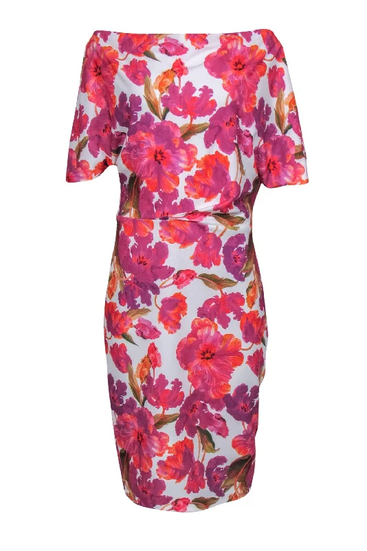 Ruffled Women Dress with Multiple Layers for a Playful and Girly Style Ruffled Women Dress with Multiple Layers for a Playful and Girly Style Alexia Admor - White, Purple & Pink Floral Print Cowl Neck Sheath Dress Sz L