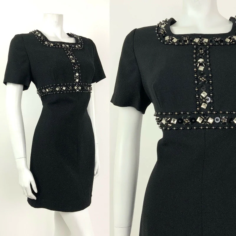 Sheath Women Dress with a Tailored Fit for a Professional Look Sheath Women Dress with a Tailored Fit for a Professional Look VINTAGE 60s BLACK SILVER BEADED DIAMANTE PARTY GLAM SHIFT DRESS 10 12