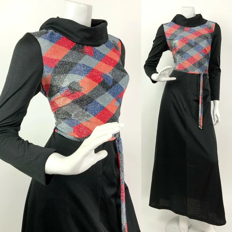 Mermaid - Style Women Dress with a Fitted Silhouette for Special Occasions Mermaid - Style Women Dress with a Fitted Silhouette for Special Occasions VTG 60s 70s BLACK RED ORANGE SILVER BLUE LUREX DIAMOND CHECK MAXI DRESS 10