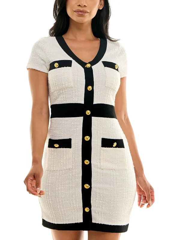 Mini Women Dress with a Short Hem for a Young and Trendy Style Mini Women Dress with a Short Hem for a Young and Trendy Style Womens Above Knee Tweed Wear To Work Dress