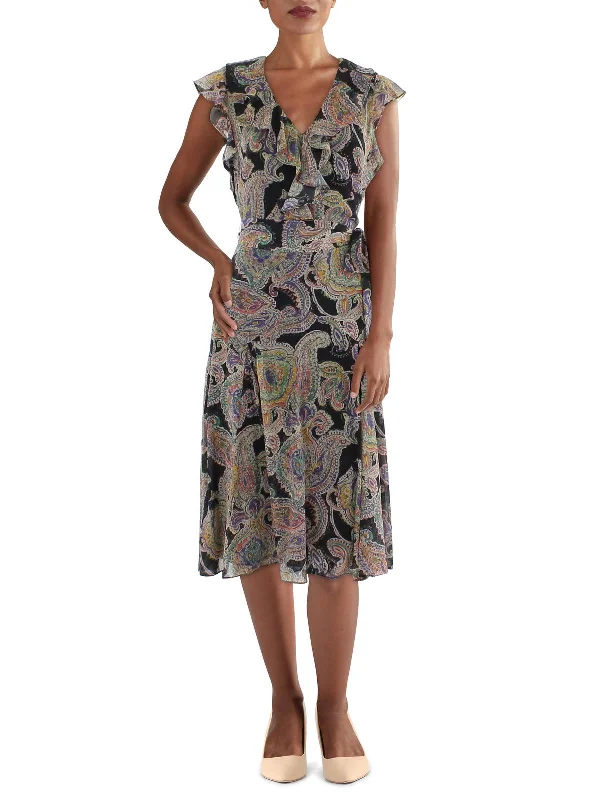 Sleeveless Women Dress in Bright Colors for Summer Parties Sleeveless Women Dress in Bright Colors for Summer Parties Womens Ruffled V Neck Midi Dress