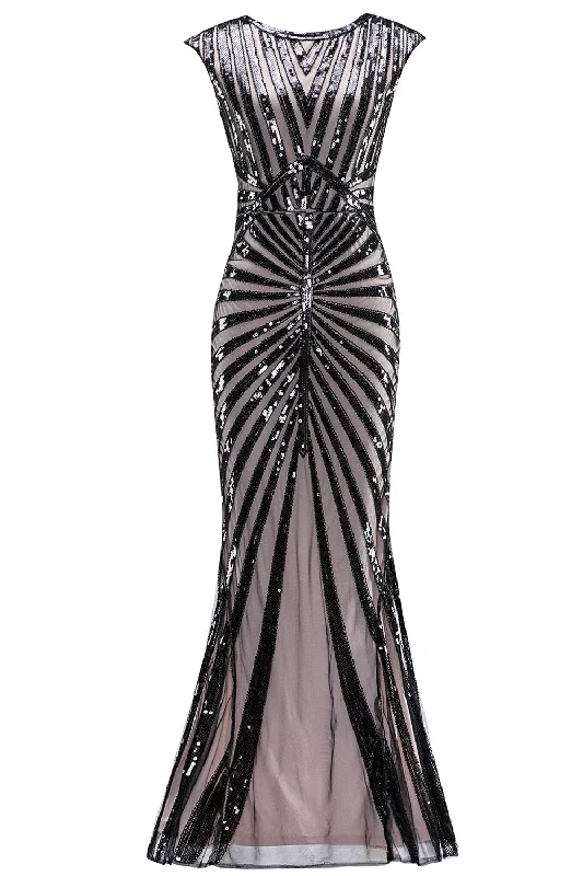 Empire Waist Women Dress to Accentuate the Bust and Conceal the Waist Empire Waist Women Dress to Accentuate the Bust and Conceal the Waist Black and Champagne 1920s Sequined Flapper Dress