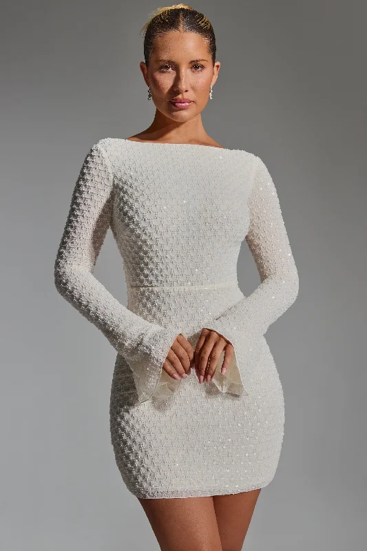 Empire Waist Women Dress to Accentuate the Bust and Conceal the Waist Empire Waist Women Dress to Accentuate the Bust and Conceal the Waist Embellished Open-Back A-Line Mini Dress in White Empire Waist Women Dress to Accentuate the Bust and Conceal the Waist Empire Waist Women Dress to Accentuate the Bust and Conceal the Waist Embellished Open-Back A-Line Mini Dress in White