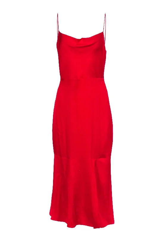 Mini Women Dress with a Short Hem for a Young and Trendy Style Mini Women Dress with a Short Hem for a Young and Trendy Style Intermix - Red Silk Blend Sleeveless Cowl Neck Gown Sz 4