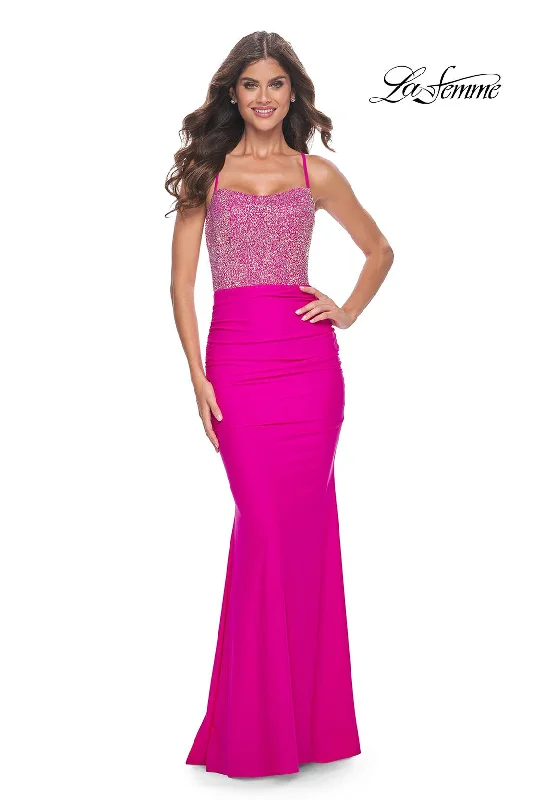 Wrap - Style Women Dress with Adjustable Fit for All Body Types Wrap - Style Women Dress with Adjustable Fit for All Body Types La Femme 32325 Wrap - Style Women Dress with Adjustable Fit for All Body Types Wrap - Style Women Dress with Adjustable Fit for All Body Types La Femme 32325