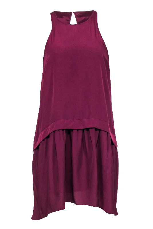 Strapless Women Dress with a Built - in Bra for Comfort and Support Strapless Women Dress with a Built - in Bra for Comfort and Support Likely - Plum Purple Sleeveless Drop Waist Dress Sz S
