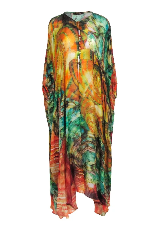 Empire Waist Women Dress to Accentuate the Bust and Conceal the Waist Empire Waist Women Dress to Accentuate the Bust and Conceal the Waist Roberto Cavalli - Orange & Multi Color Print Silk Coverup Dress Sz 6