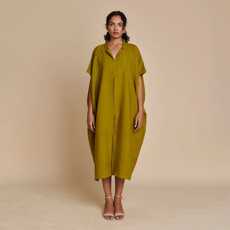 Empire Waist Women Dress to Accentuate the Bust and Conceal the Waist Empire Waist Women Dress to Accentuate the Bust and Conceal the Waist Linen Kaftan Dress for Women | Green | Full Sleeves Empire Waist Women Dress to Accentuate the Bust and Conceal the Waist Empire Waist Women Dress to Accentuate the Bust and Conceal the Waist Linen Kaftan Dress for Women | Green | Full Sleeves