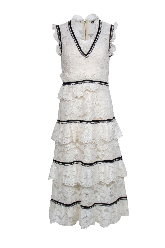 Strapless Women Dress with a Built - in Bra for Comfort and Support Strapless Women Dress with a Built - in Bra for Comfort and Support Self-Portrait - Ivory Tiered Lace Midi Dress w/ Black Trim Sz 6 Strapless Women Dress with a Built - in Bra for Comfort and Support Strapless Women Dress with a Built - in Bra for Comfort and Support Self-Portrait - Ivory Tiered Lace Midi Dress w/ Black Trim Sz 6