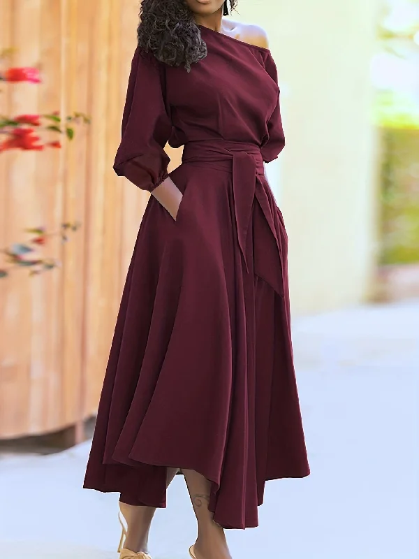Halter Neck Women Dress to Show Off the Shoulders and Neckline Halter Neck Women Dress to Show Off the Shoulders and Neckline Sixsr Slant Shoulder Neck Tie Waist Dress, Elegant Dual Pockets Short Sleeve Dress, Women's Clothing Halter Neck Women Dress to Show Off the Shoulders and Neckline Halter Neck Women Dress to Show Off the Shoulders and Neckline Sixsr Slant Shoulder Neck Tie Waist Dress, Elegant Dual Pockets Short Sleeve Dress, Women's Clothing