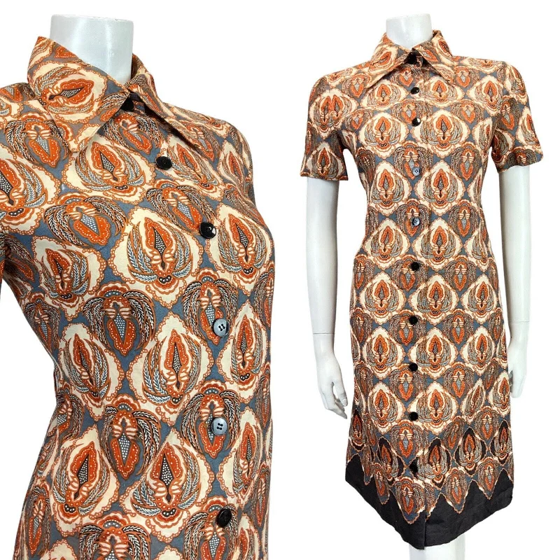 Printed Abstract Women Dress for a Modern and Artistic Appeal Printed Abstract Women Dress for a Modern and Artistic Appeal VINTAGE 60s 70s CREAM BLUE ORANGE PSYCHEDELIC FLORAL DAGGER SHIRT DRESS 10 12 Printed Abstract Women Dress for a Modern and Artistic Appeal Printed Abstract Women Dress for a Modern and Artistic Appeal VINTAGE 60s 70s CREAM BLUE ORANGE PSYCHEDELIC FLORAL DAGGER SHIRT DRESS 10 12