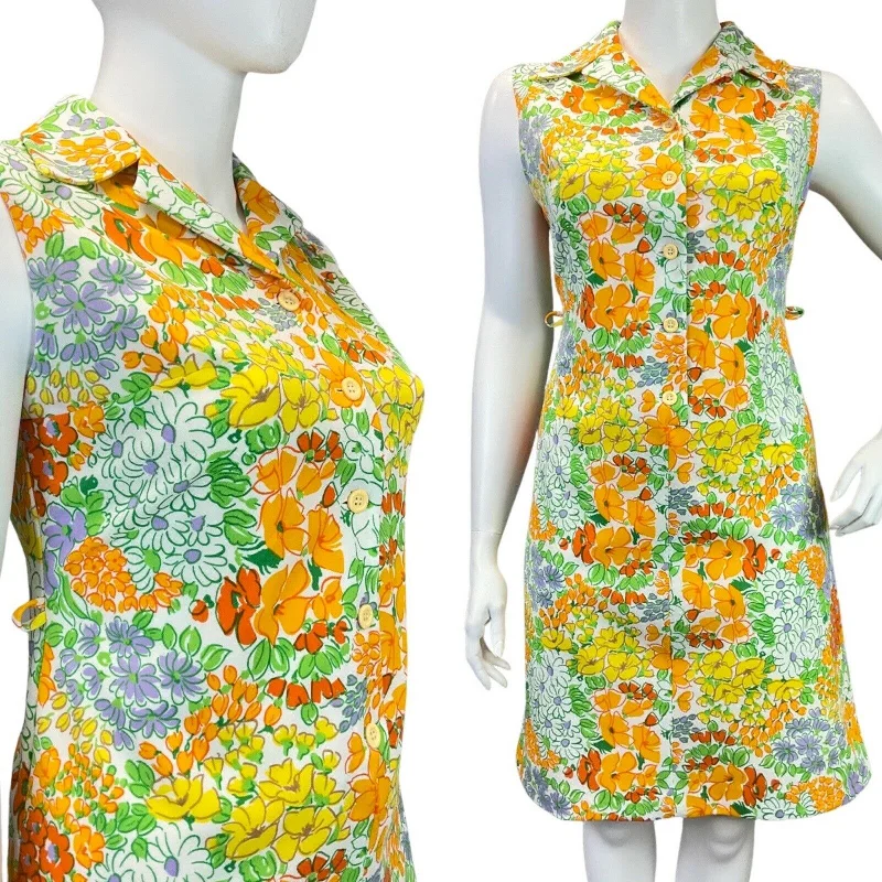 Sleeveless Women Dress in Bright Colors for Summer Parties Sleeveless Women Dress in Bright Colors for Summer Parties VINTAGE 60s 70s WHITE YELLOW ORANGE FLORAL SLEEVELESS DAGGER SHIRT DRESS 16 18 Sleeveless Women Dress in Bright Colors for Summer Parties Sleeveless Women Dress in Bright Colors for Summer Parties VINTAGE 60s 70s WHITE YELLOW ORANGE FLORAL SLEEVELESS DAGGER SHIRT DRESS 16 18