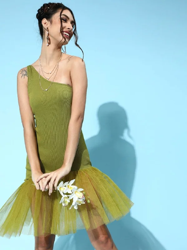 Ruffled Women Dress with Multiple Layers for a Playful and Girly Style Ruffled Women Dress with Multiple Layers for a Playful and Girly Style Green Tulle One Shoulder Dress Ruffled Women Dress with Multiple Layers for a Playful and Girly Style Ruffled Women Dress with Multiple Layers for a Playful and Girly Style Green Tulle One Shoulder Dress
