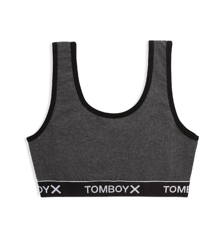 sports bras for high impact workouts Essentials Soft Bra - Charcoal Logo