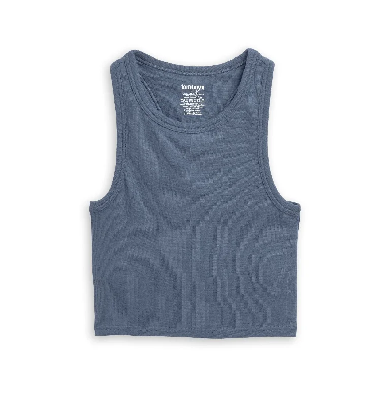 convertible bras with adjustable straps Organic Cotton Rib Bra Top - Blue Haze