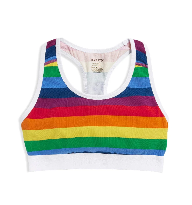 push up bras for enhanced cleavage Racerback Soft Bra - Rainbow Pride Stripes
