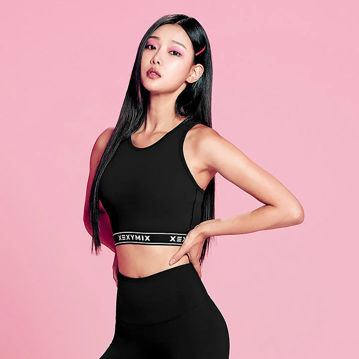 crossback women sport bra for added support Black Label Signature 360N Logo Banding Bra Top