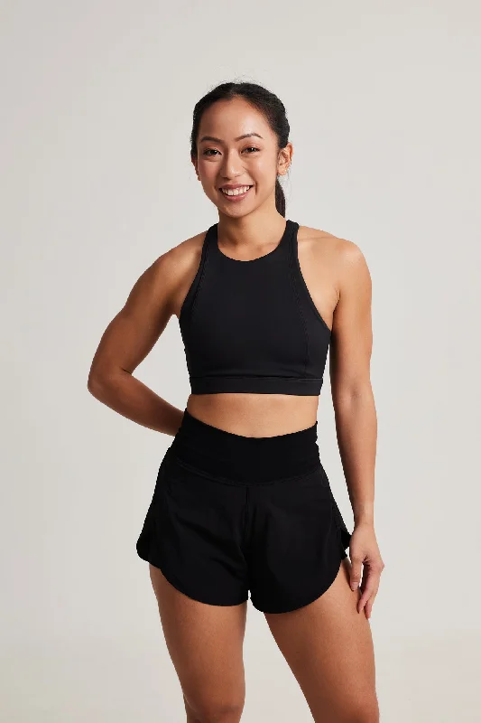 high impact convertible women sport bra Contour High Neck Bra in Black Sesame