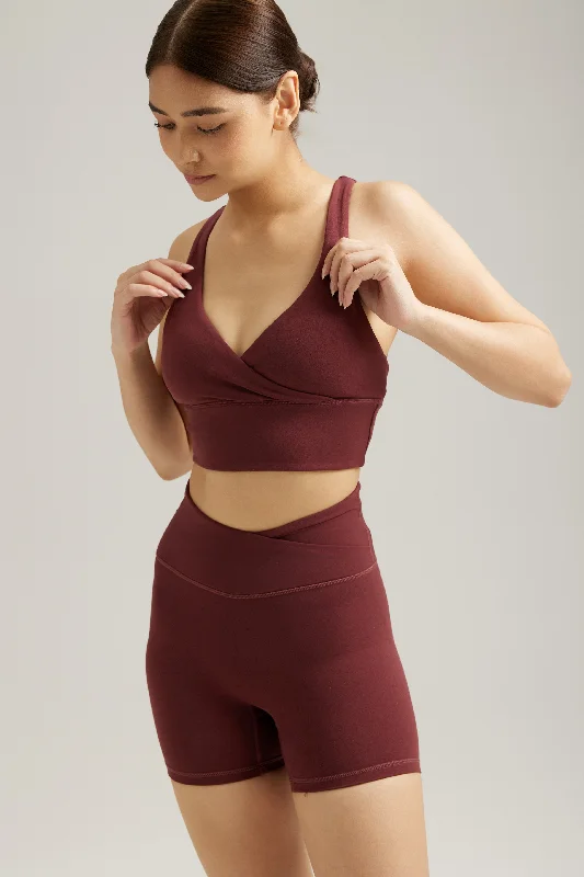 black women sport bra for a classic style Wrap Bra in Dark Cherry