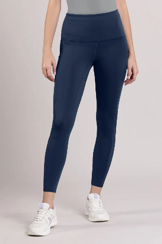 compression women sport bra for muscle support Energize Panelled Tights - Pageant Blue