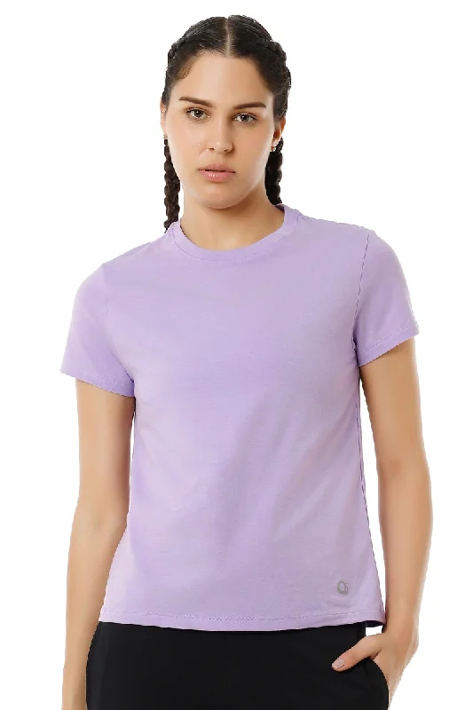 quick drying women sport bra for convenience Essential Basic Short Sleeve Round Neck T-Shirt - Digital Lavender
