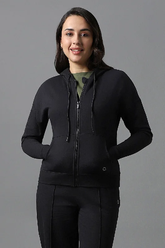 racerback women sport bra for freedom of movement Essential Fleece Hoodie - Black