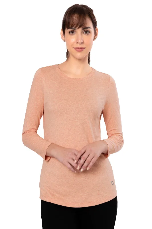 printed women sport bra with floral patterns Essential Long Sleeve Round Neck T-Shirt - Peach Blossom Marl printed women sport bra with floral patterns Essential Long Sleeve Round Neck T-Shirt - Peach Blossom Marl