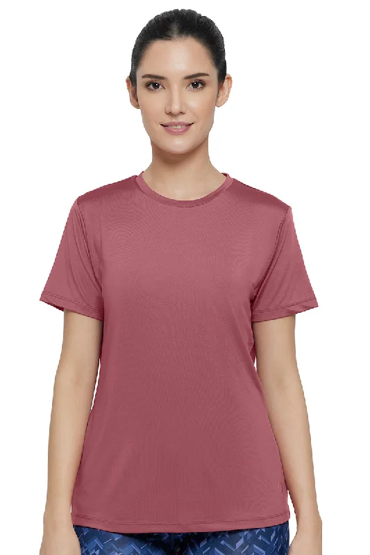 plus size women sport bra for full support Flaunt Crew Neck Tee - Mauvewood