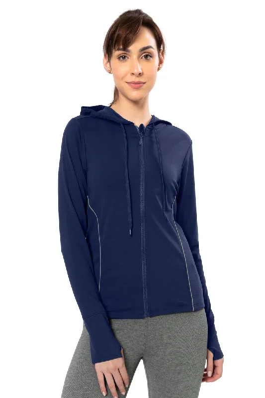 breathable women sport bra for ventilation Flaunt Hoodie Full Sleeve Active Jacket - Medieval Blue breathable women sport bra for ventilation Flaunt Hoodie Full Sleeve Active Jacket - Medieval Blue