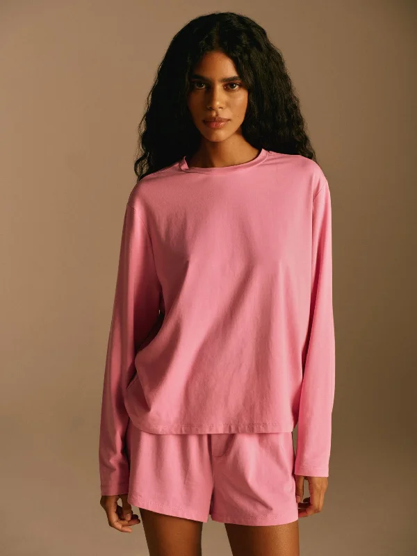 sequined women sport bra for a sparkly effect Modal Long Sleeve T-shirt - Candy Pink sequined women sport bra for a sparkly effect Modal Long Sleeve T-shirt - Candy Pink