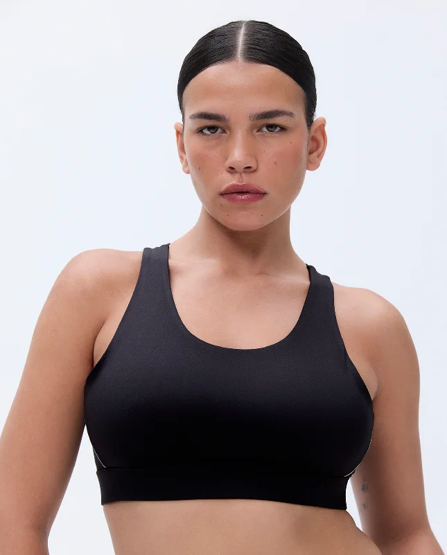 adjustable strap women sport bra for a perfect fit Mesh Open Back Bra - Black