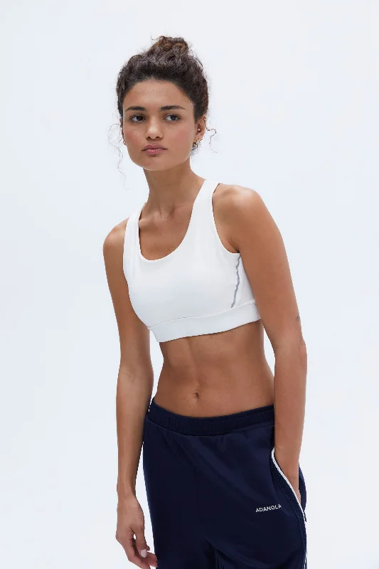 black women sport bra for a classic style Mesh Open Back Bra - Marshmallow White