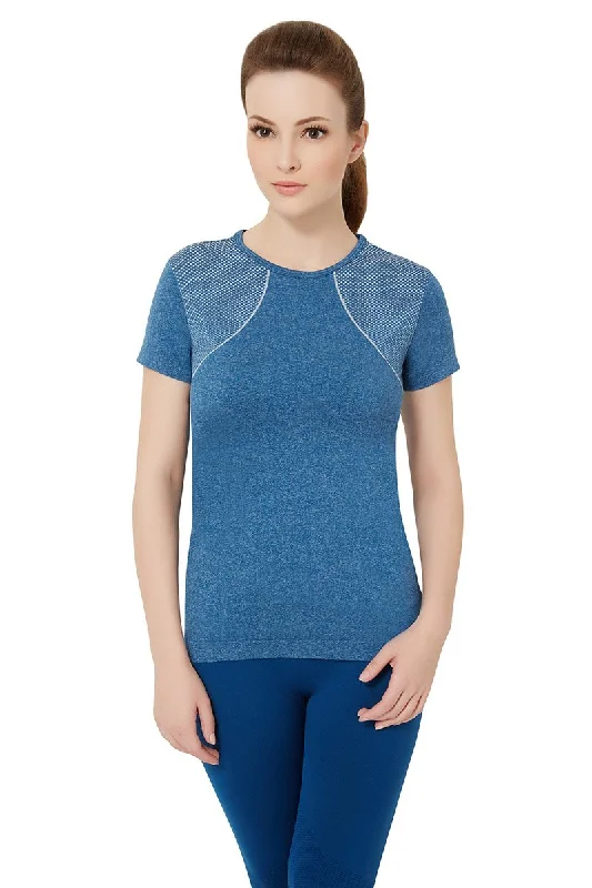high impact women sport bra for running Half-sleeves Sports T-Shirt - Poseidon