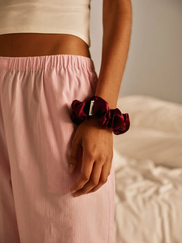 machine - made women sport bra for affordability Silk Scrunchie - Burgundy