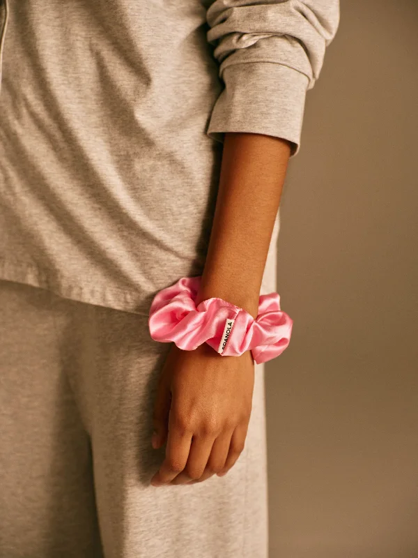 moisture wicking women sport bra for dryness Silk Scrunchie - Candy Pink