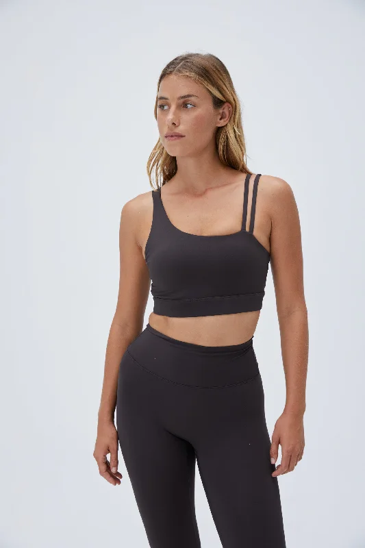 low impact women sport bra for yoga Ultimate Asymmetric Double Strap Bra - Coffee Bean low impact women sport bra for yoga Ultimate Asymmetric Double Strap Bra - Coffee Bean