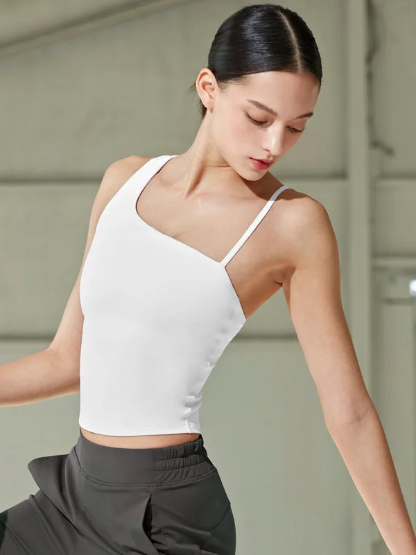 unpadded women sport bra for a natural feel Unbalance Strap Crop Top